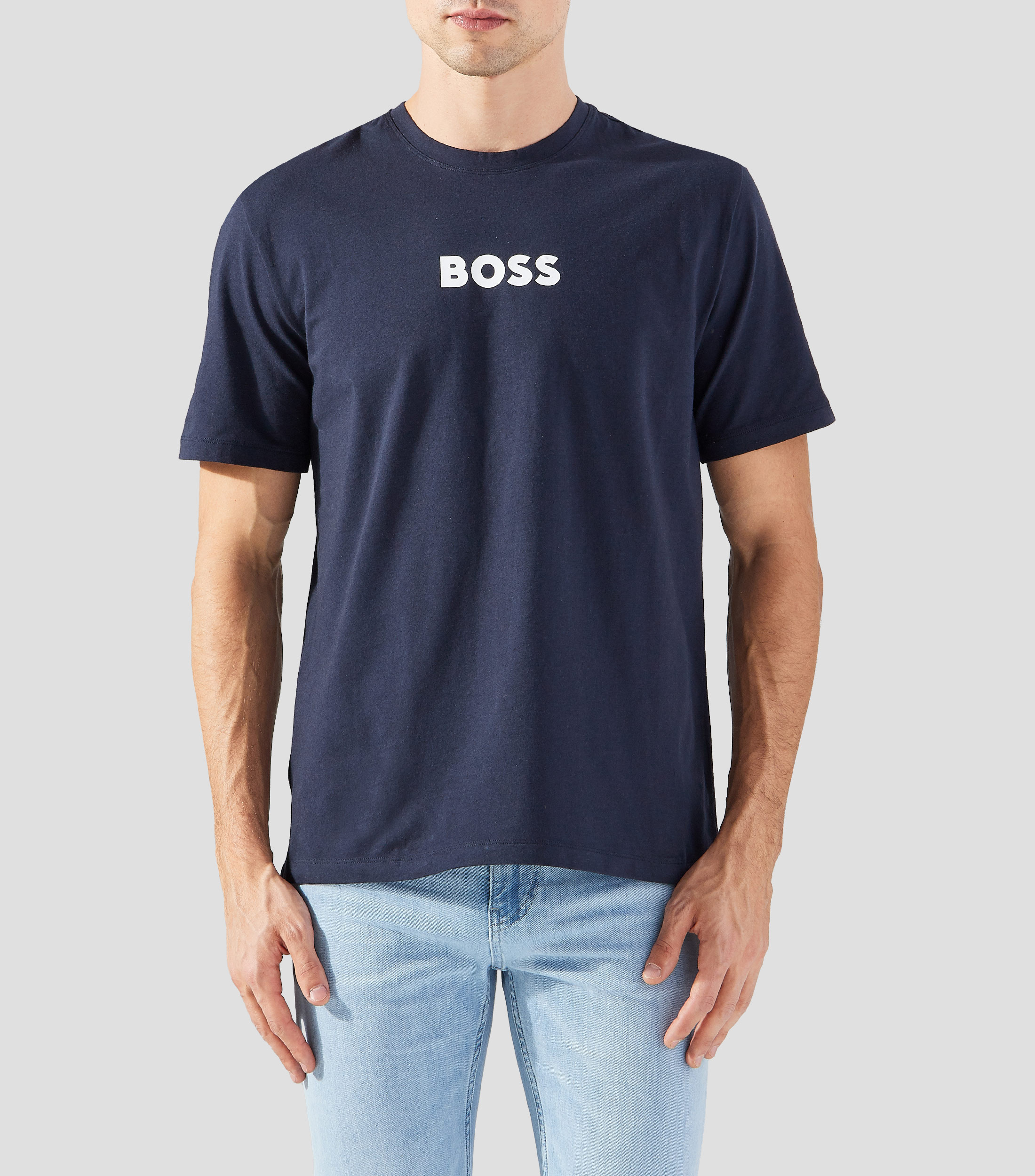 Playera de cuello redondo con manga corta estampada Hombre